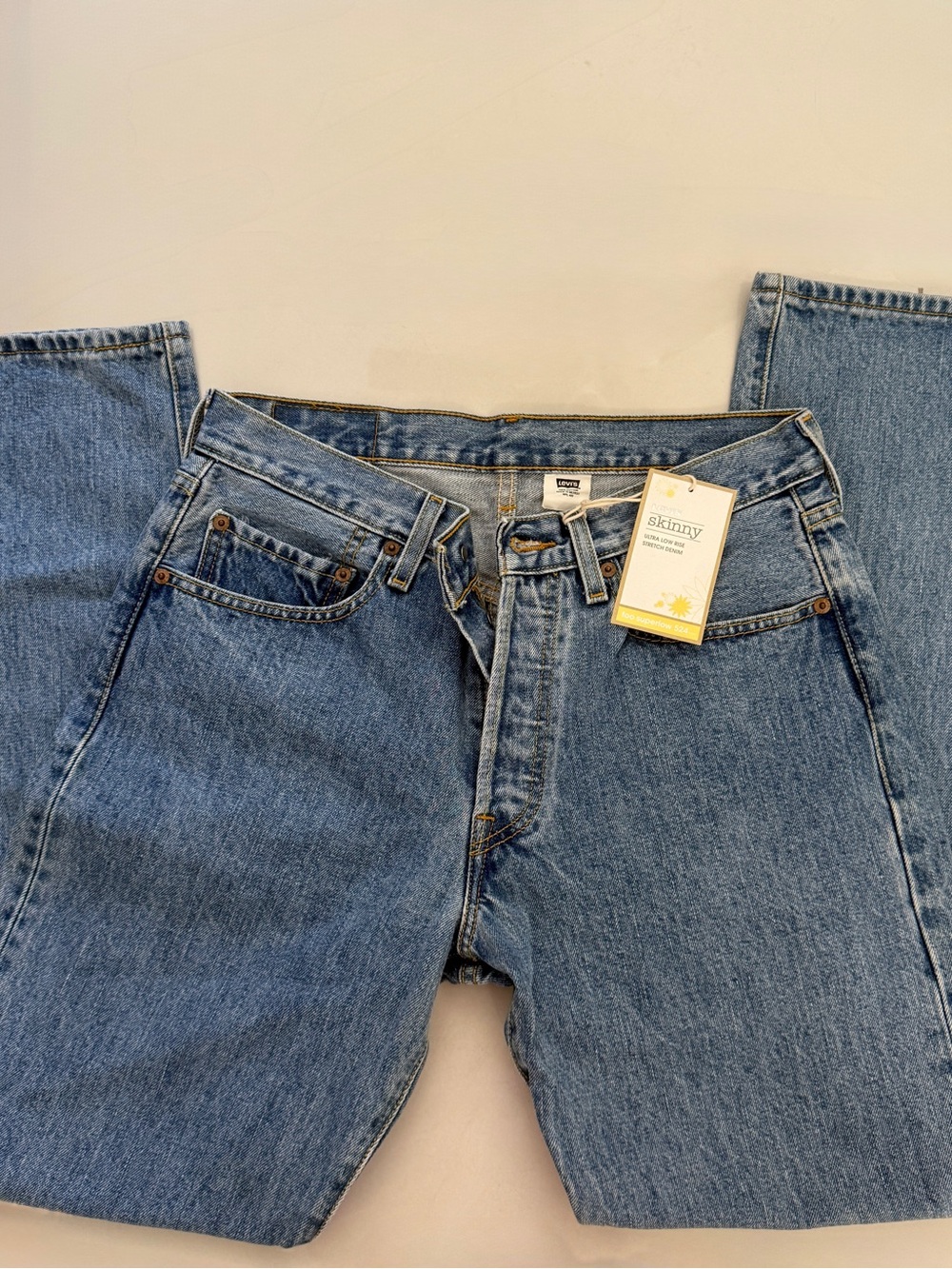 Vintage Y2K Levi’s 501 Button Fly Jeans W31 L30 Light Wasn’t Denim Deadstock NWT